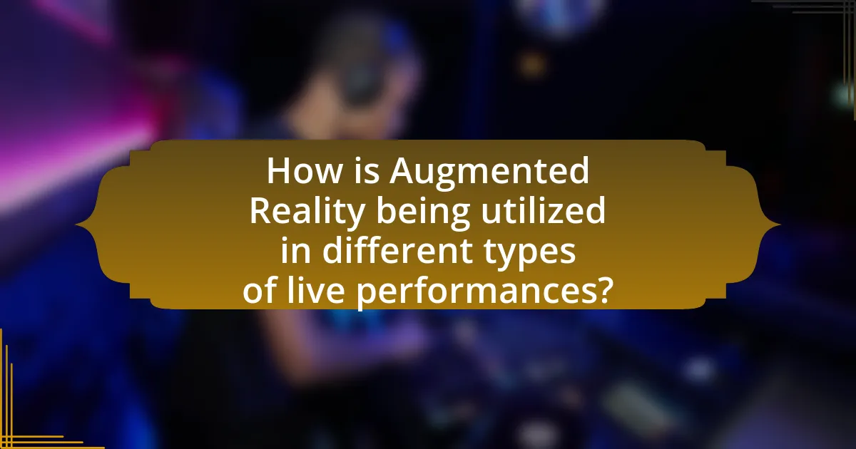 How is Augmented Reality being utilized in different types of live performances?
